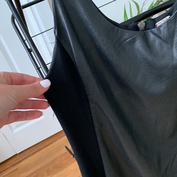 Free people mini leather & cotton dress - Picture 3 of 4